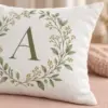 Sage Botanical Initial Personalized Pillow — detail illustrative mockup