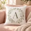 Sage Botanical Initial Personalized Pillow — lifestyle illustrative mockup