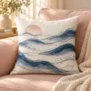 Indigo Quiet Waves Personalized Pillow — lifestyle illustrative mockup