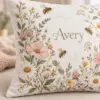 Honeybee Garden Letter Personalized Pillow — detail illustrative mockup