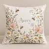 Honeybee Garden Letter Personalized Pillow — main illustrative mockup
