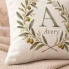 Olive Branch Monogram Personalized Pillow — detail illustrative mockup