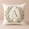 Olive Branch Monogram Personalized Pillow — main illustrative mockup