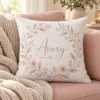 Blush Botanical Name Personalized Pillow — lifestyle illustrative mockup