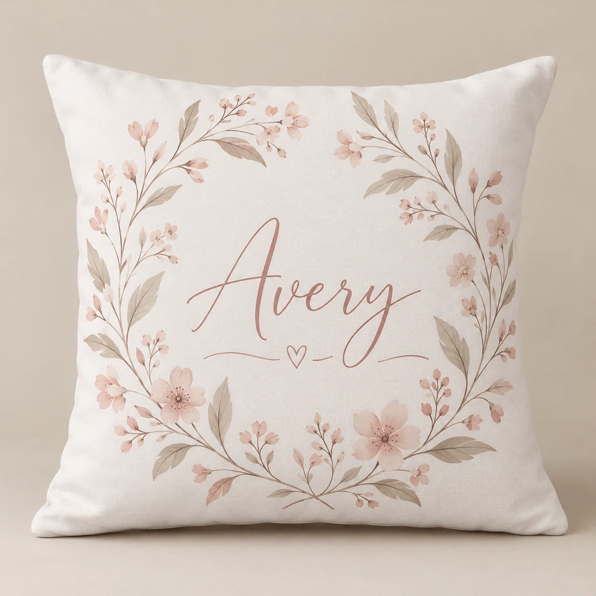 Blush Botanical Name Personalized Pillow — main illustrative mockup