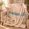 Ocean Shore Name Personalized Throw Blanket — lifestyle illustrative mockup