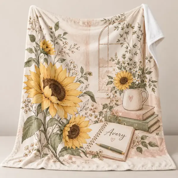 Sunflower Home Notes Personalized Throw Blanket — main illustrative mockup