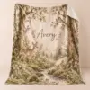 Mossy Woodland Name Personalized Throw Blanket — main illustrative mockup