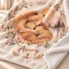 Amber Teddy Name Personalized Throw Blanket — detail illustrative mockup