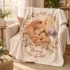 Amber Teddy Name Personalized Throw Blanket — lifestyle illustrative mockup