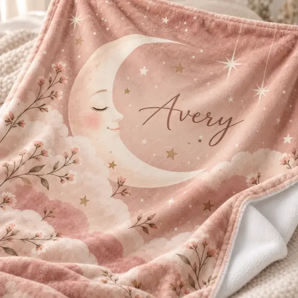 Quiet Moon Keepsake Personalized Throw Blanket — detail illustrative mockup