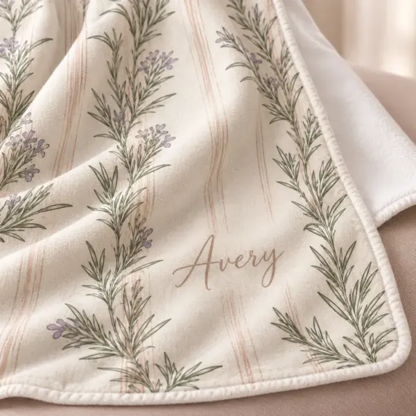 Rosemary Linen Lines Personalized Throw Blanket — detail illustrative mockup