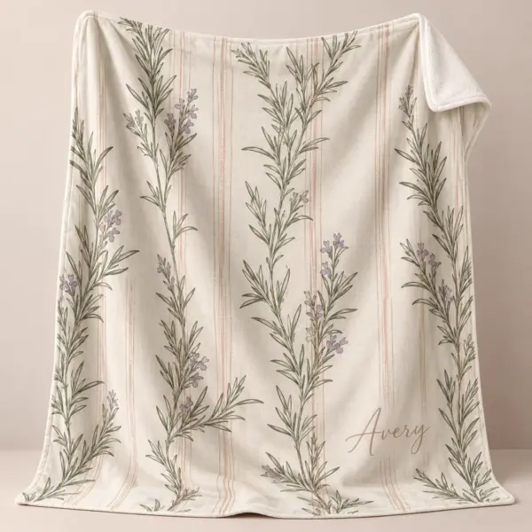 Rosemary Linen Lines Personalized Throw Blanket — main illustrative mockup