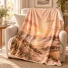 Golden Hour Name Personalized Throw Blanket — lifestyle illustrative mockup