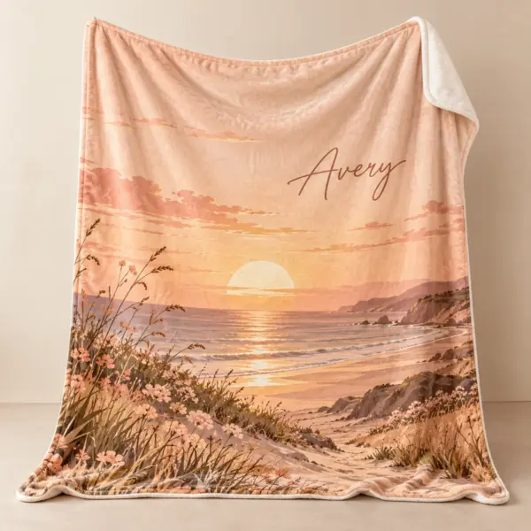 Golden Hour Name Personalized Throw Blanket — main illustrative mockup